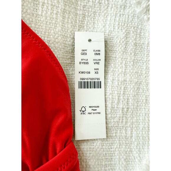 J. Crew | NWT | Halter tie-back bikini top with mesh in Venetian Red | Sz XS - Picture 5 of 9